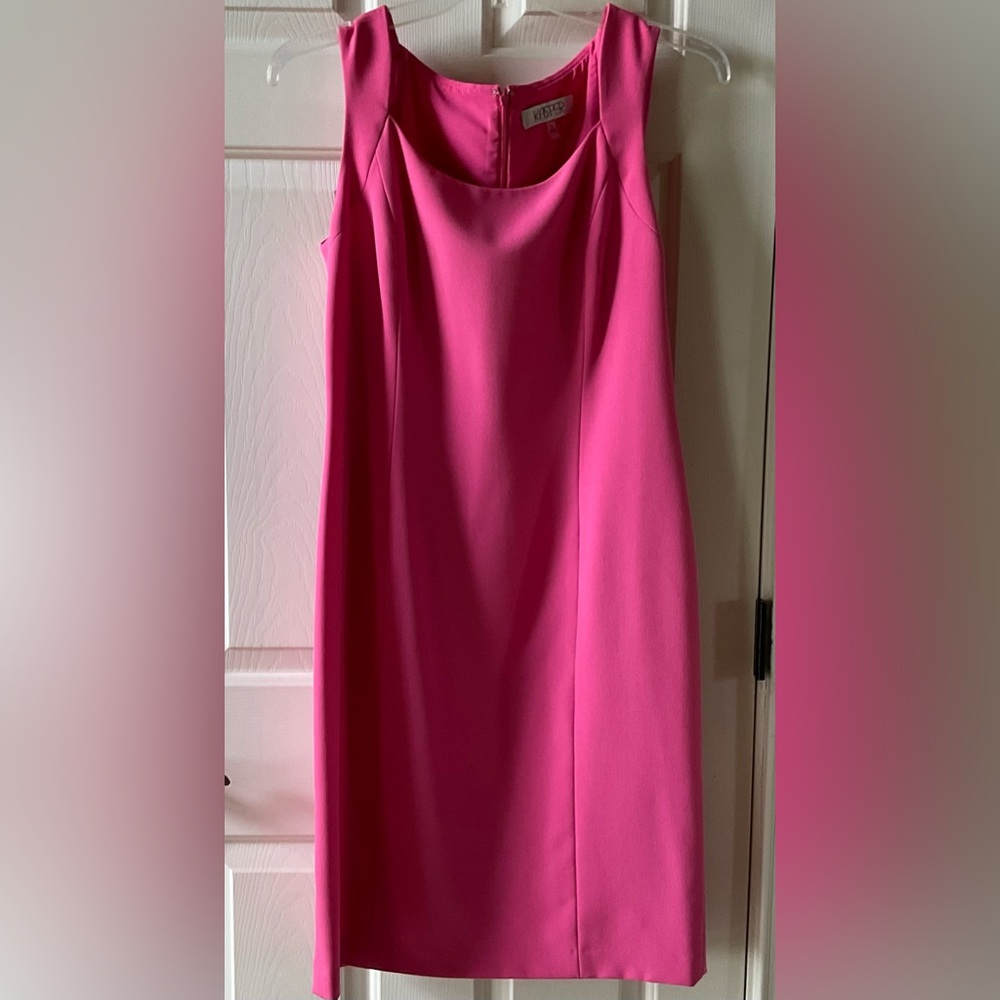 Kasper Pink Sheath Midi Dress Scoop Neck Sleeveless Size 14